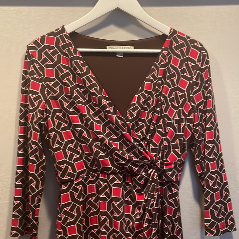 Maggy London Size 6 Faux Wrap Dress - Picture 2 of 5